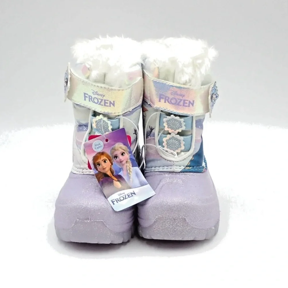 Girls Disney Frozen II Sparkling Twinkle Snow Winter Boots Lilac/Glitter Elsa